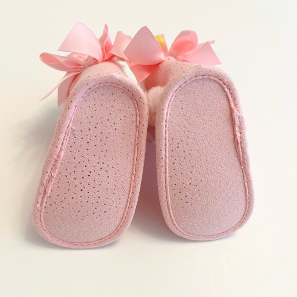 NWOT First Steps Pink Glitter Boots w/Faux Fur & Bow accents Baby Girl 3-6 MTHS - Picture 6 of 8